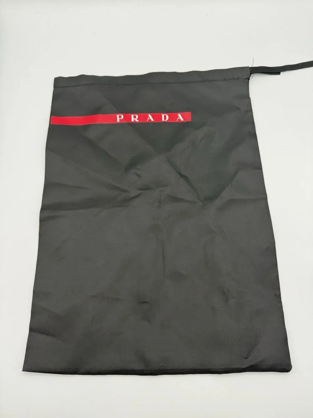 Authentic Prada Linea Rossa Black Nylon Drawstring Dust Bag Pouch 16